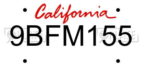 9BFM155 California License Plate