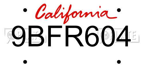 9BFR604 California License Plate
