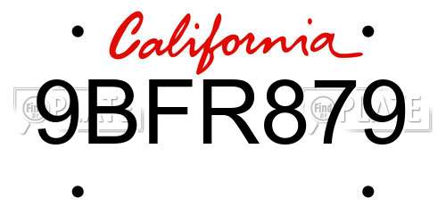 9BFR879 California License Plate
