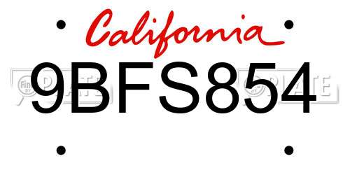 9BFS854 California License Plate