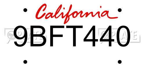 9BFT440 California License Plate