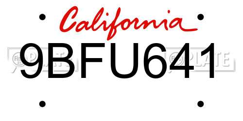 9BFU641 California License Plate