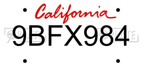 9BFX984 California License Plate