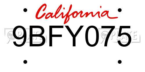 9BFY075 California License Plate