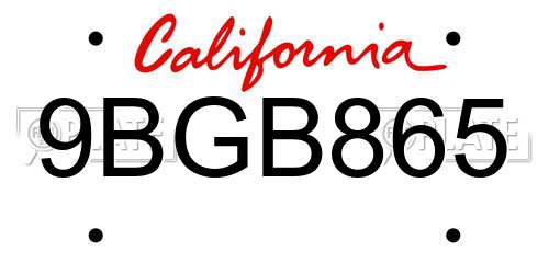 9BGB865 California License Plate