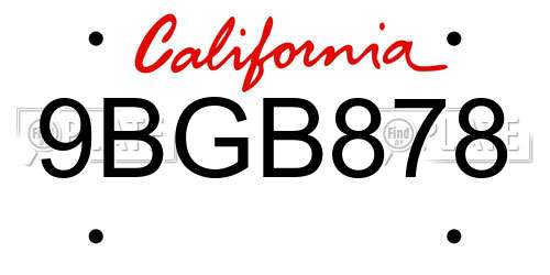 9BGB878 California License Plate