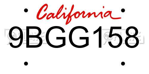 9BGG158 California License Plate