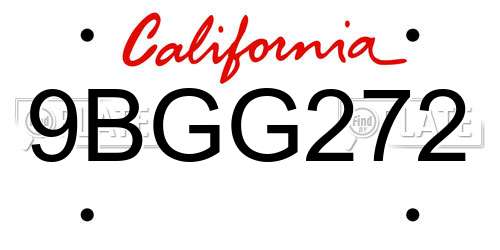 9BGG272 California License Plate