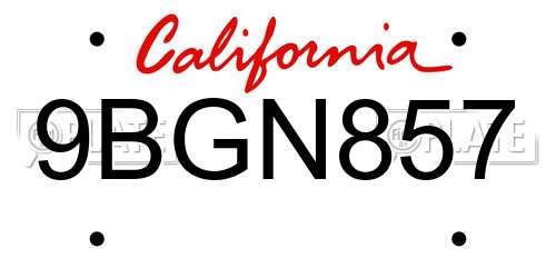 9BGN857 California License Plate
