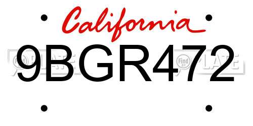 9BGR472 California License Plate