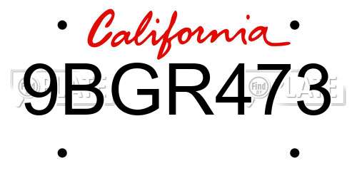 9BGR473 California License Plate