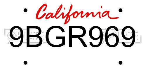 9BGR969 California License Plate