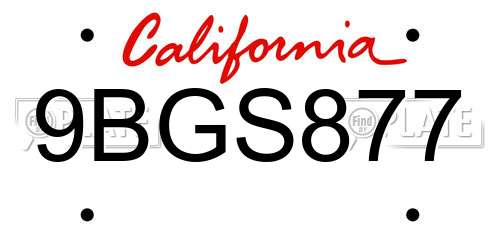 9BGS877 California License Plate