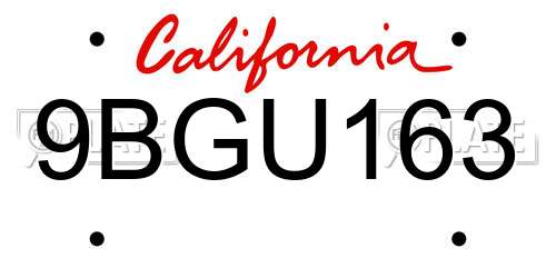 9BGU163 California License Plate