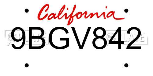 9BGV842 California License Plate