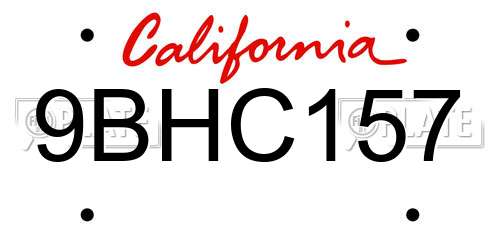 9BHC157 California License Plate