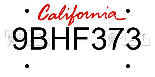 9BHF373 California License Plate