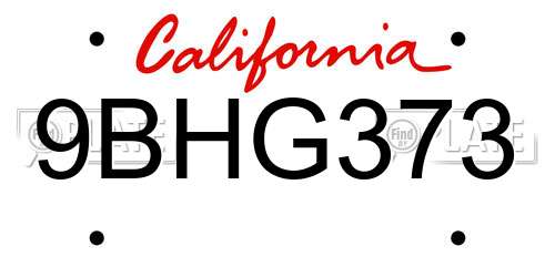 9BHG373 California License Plate