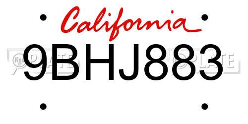 9BHJ883 California License Plate