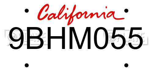 9BHM055 California License Plate