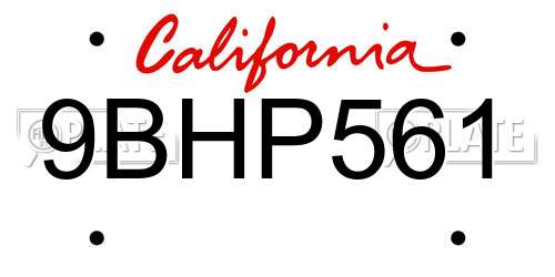 9BHP561 California License Plate