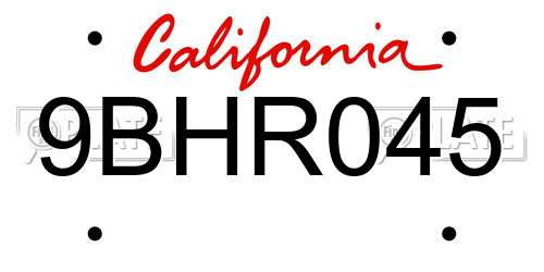 9BHR045 California License Plate