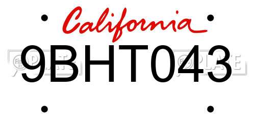 9BHT043 California License Plate