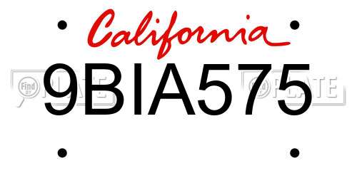9BIA575 California License Plate