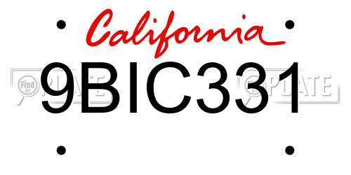 9BIC331 California License Plate