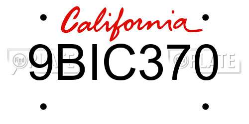 9BIC370 California License Plate