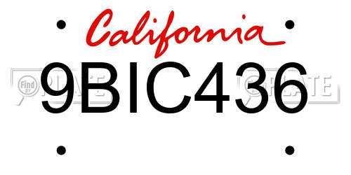 9BIC436 California License Plate