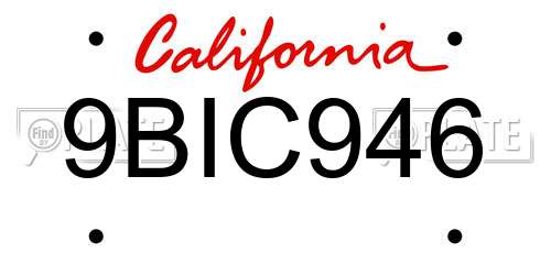 9BIC946 California License Plate