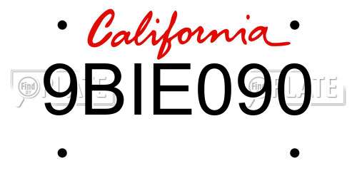 9BIE090 California License Plate