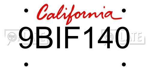 9BIF140 California License Plate