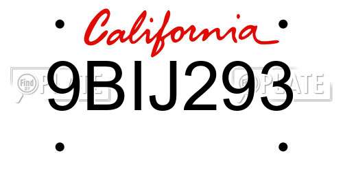 9BIJ293 California License Plate