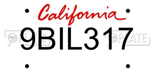 9BIL317 California License Plate