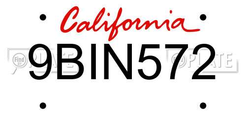 9BIN572 California License Plate