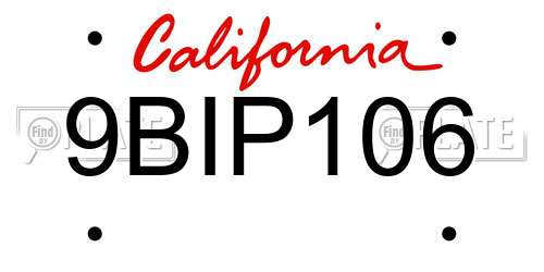 9BIP106 California License Plate