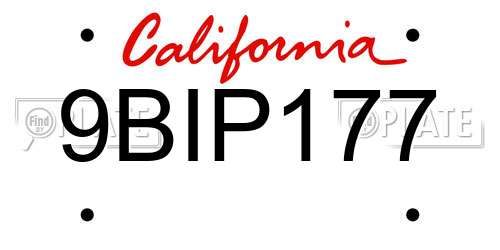 9BIP177 California License Plate