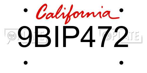 9BIP472 California License Plate