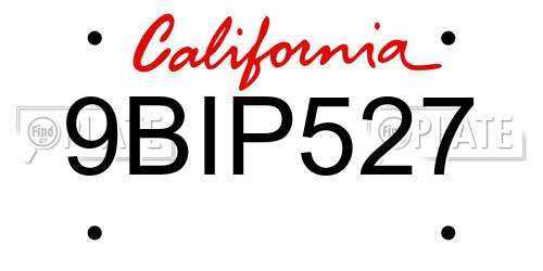 9BIP527 California License Plate