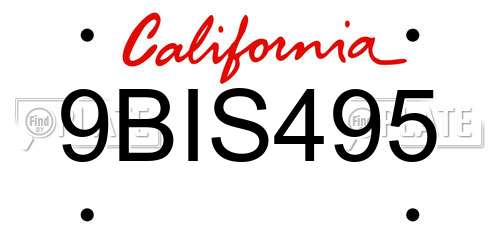 9BIS495 California License Plate