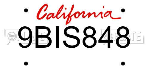 9BIS848 California License Plate