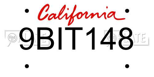 9BIT148 California License Plate
