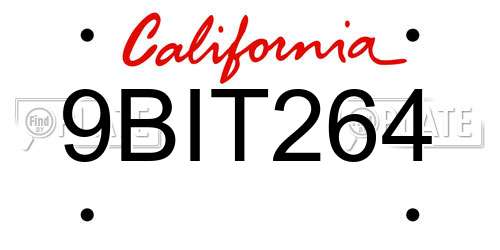 9BIT264 California License Plate