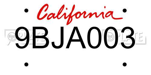 9BJA003 California License Plate