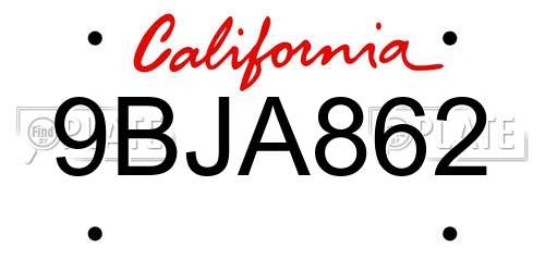 9BJA862 California License Plate