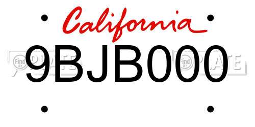 9BJB000 California License Plate