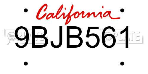 9BJB561 California License Plate