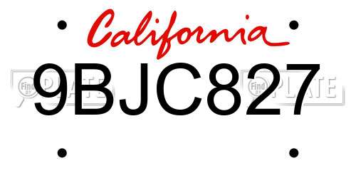 9BJC827 California License Plate